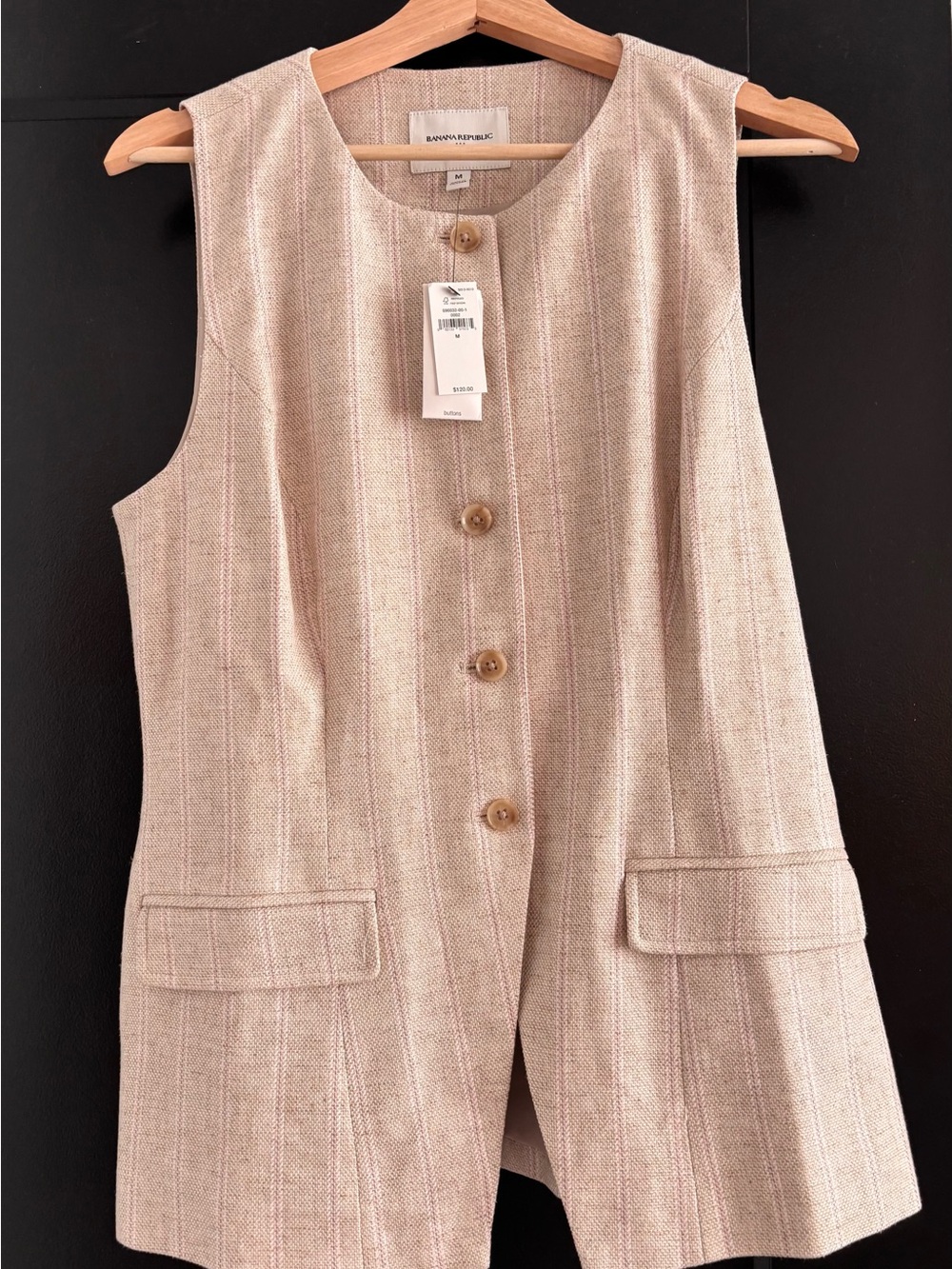 Linen-Blend Long Cutaway Vest - Picture 2 of 3